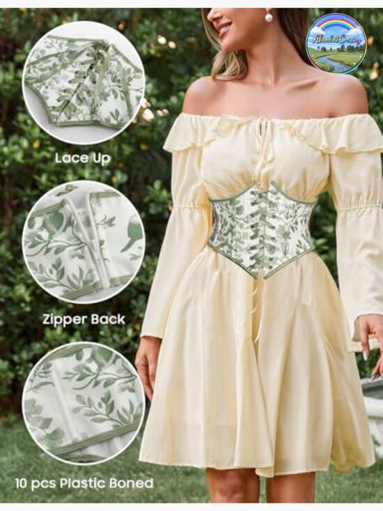 Floral Lace Up Boned Underbust Corset Waist Belt main image 5